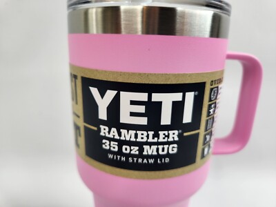 Yeti Power Pink 35oz Rambler Mug Cup w/ Straw Lid New w/ Sticker