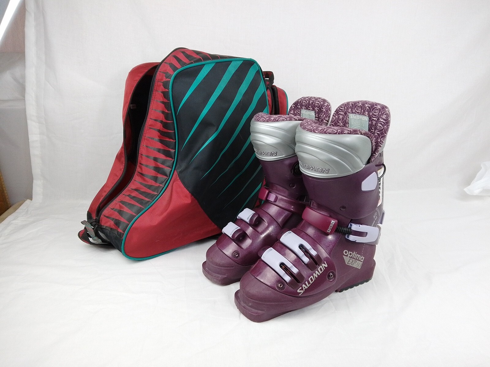 Scarponi da sci SALOMON LADY viola Optima EXP 80 grandi 288 mm + borsa per il trasporto