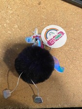 1 Black Unicorn Puffy Keychains NEW vv1