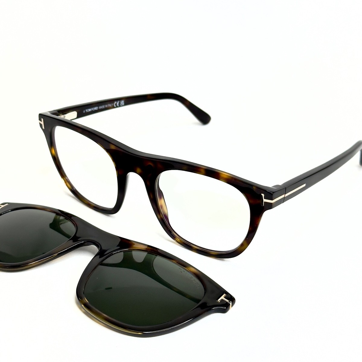 TOM FORD TF5895B 052 Brown Magnetic Clip On Blue Block Optical