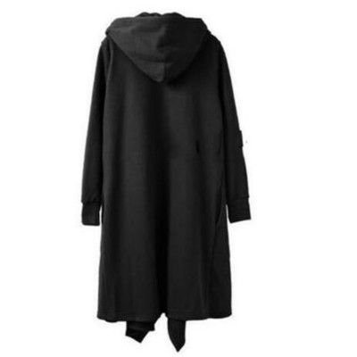 Mens Black Hoodie Punk Cloak Cape Trench Loose Casual Outwear Long Jacket Coat