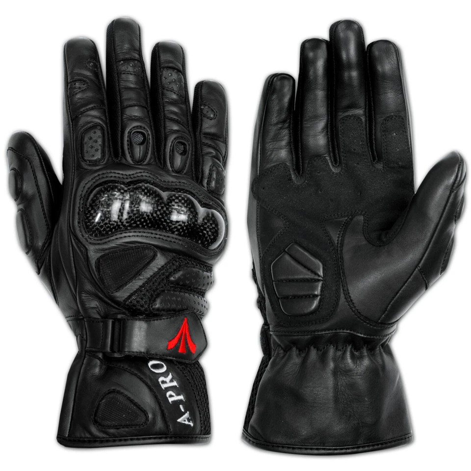 Guantes Piel Moto Guantes Protección Carbono Acolchado Transpirable - Imagen 1 de 2