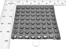 7/16” Round Small Rubber Feet  3M Adhesive Backing  3/16" Tall  64 per sheet