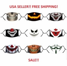 Halloween Skull Zombie Joker Adjustable Face Mask Washable Reusable Layer Filter