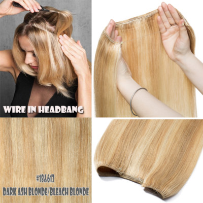 Clip Wire in Remy Human Hair Extensions One Piece Headband Hidden Invisible Ring
