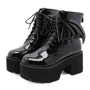 black bat wing combat boots