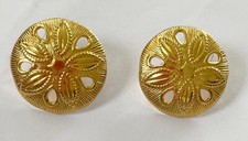 Gold Tone Tone Sand Dollar Earrings Pierced Style 1 Inch by 1 Inch