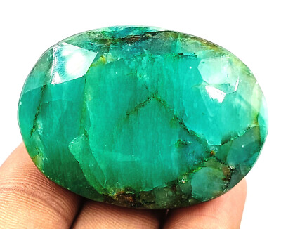 Natural Colombia Green Emerald Opaque 235.30 Ct Certified Oval Cut Gemstone MKQ