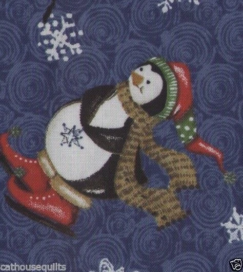 Tela de edredón de pingüinos pompones de Navidad - 1 yarda Foto 2 de 4