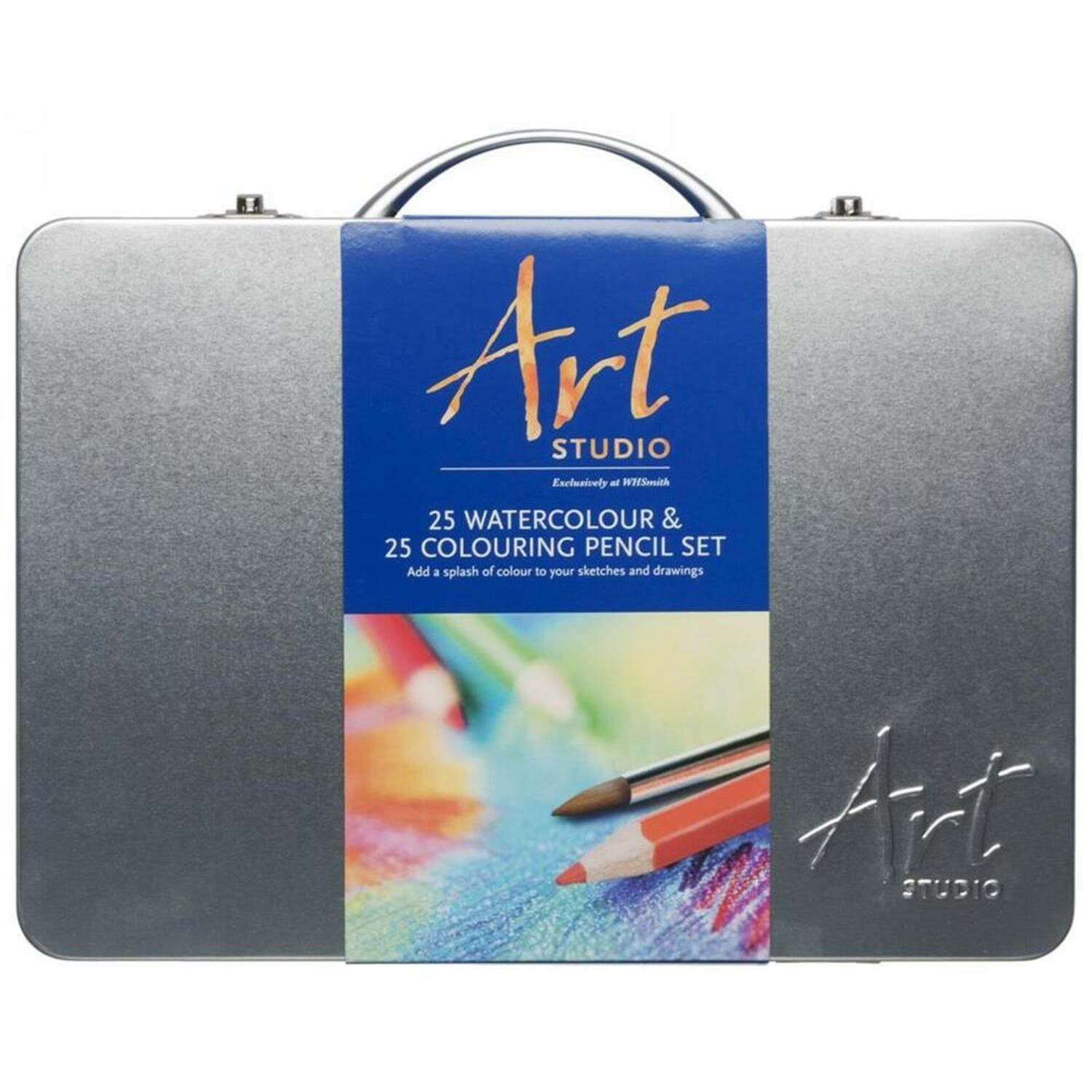 WHSmith Art Studio 25 Watercolour & 25 Colouring Pencil Set Suitable