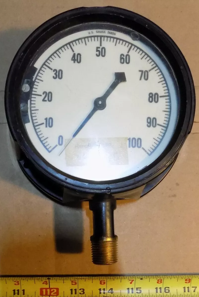 Large US GAUGE 26896 PRESSURE GAUGE 0 100 Psi Read 5