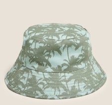 M S CHILD 18-36 MONTHS SUNHAT GREEN PALM PRINT SUNSMART COTTON UPF 50 BNWT 7