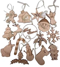 Christmas Ornament Laser Cut Holiday Collection Santa Angel Star Mistletoe Tree