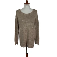 Michael Stars Sweater One Size Brown Sequin Knit Boho Luxe Evening
