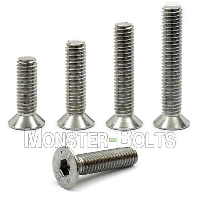 MONSTERBOLTS M4 Stainless Steel Flat Head Socket Cap Screws A2, Metric DIN 7991 0.70 Coarse