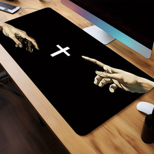 Oversized Holy Cross Mouse Pad Non-Slip Rubber Base and Stitched Edge, Durable