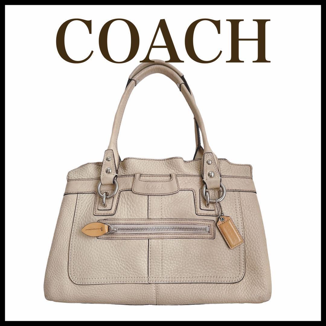 COACH Penelope Leather Tote Handbag for Women in Beige