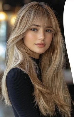 Human Hair New Fashion Women's Long Natural Brown Mix Blond Wavy Wigs 24 In