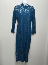 NWT Yumi Kim Women’s Teal Long Sleeve Lace Overlay Midi Dress Size S