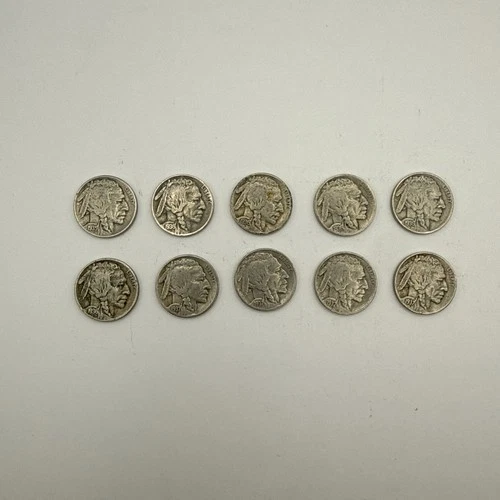 lot of 10 very good condition Buffalo Nickels