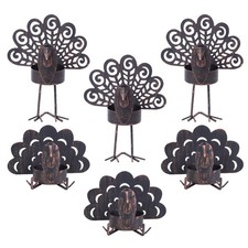 Thanksgiving Decorations, Set of 6 Metal Turkey Candle Holders for Thanksgivi...