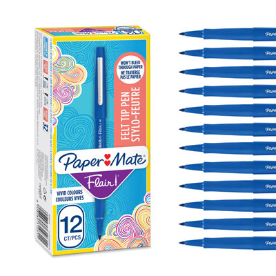 12 Pack Blue Felt Tip Pens for Note Taking Sketching and Outlining