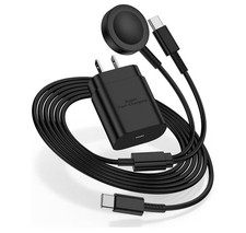2-in-1 Samsung Galaxy Watch  Phone Charger, 25W USB-C Fast 6FT Black
