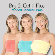 Women's Seamless Tube Top with Removable Bra Pad Strapless Bandeau