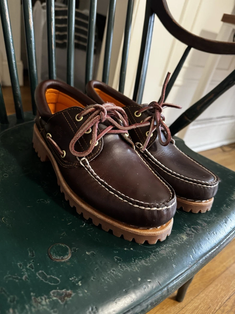 Timberland Shoes Mens 9 M Boat Deck Loafer Leather Retro Classic Preppy Brown Timberland Boat Shoe Brown Casual Shoes for Men for sale | eBay main image 3