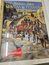 Budweiser Poster Montana Centennial 1989 Bud Anheuser Busch Vintage