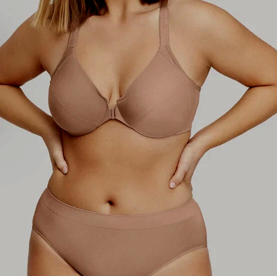 Glamorise 1247 Damen Racerback-BH mit Bügel vorne geschlossen cafe hellbraun 36C