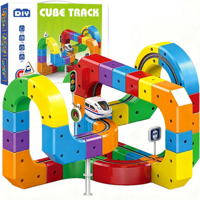 Clickrail Electric Train Set Flexible Race Track   81PCS Cube Track Block Zug Mi