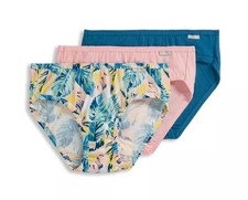 New Jockey Elance Women's size 6 Bikini Underwear 3 Pack Teal Tropical Peach