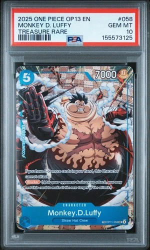 2025 One Piece Monkey D. Luffy #OP11-058 Treasure Rare PSA 10 GEM MINT