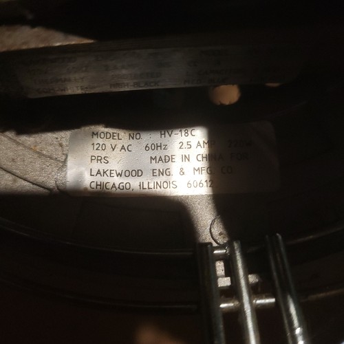 Lakewood HV-18C 3 Speed 18" Metal Crome Frame Fan With Stan - Bild 14 von 14