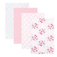 Luvable Friends Unisex Baby Cotton Flannel Receiving One Size, Floral 4-pack