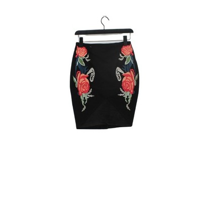 Endless Rose Damen Midi Rock M schwarz Polyester mit Elasthan gerade & Bleistift