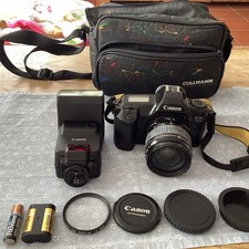 Kamera Canon EOS 1000 Spiegelreflex Foto Blitz Akku Batterie Tasche Blenden Top