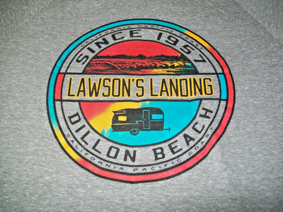 Lawson s Landing Dillon Beach CA Men's Large LS Pullover Gray Sweatshirt Hoodie