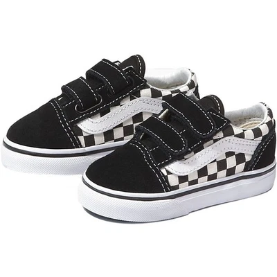 Vans Toddlers Old Skool V Sneakers With Fastner | (Primary Check) Black/White | - Image 1 of 4