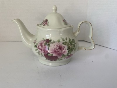 Formalities by Baum Bros Victorian Rose Collection Teapot Pink Red Gold Trim