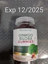 Carlyle Ginkgo Biloba 300mg | 70 Vegan Gummies | Peach Raspberry Flavor #81