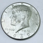 1969-D Kennedy Half Dollar 40% Silver, Circulated Coin #7135
