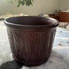 VTG McCoy Planter  394 Leaf Abstract Pattern Small Plants Brown