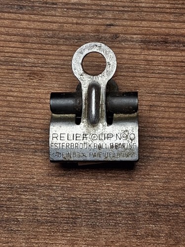 Antique 7/8" Esterbrook No. 0 Relief Clip Ball Bearing Pen Clip Pat. 11/8/23 USA