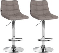 2Er Set Barhocker Jerry Stoff Chrom Grau