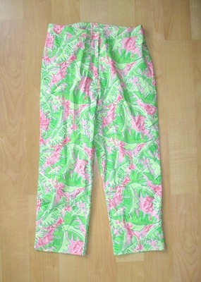 Lilly Pulitzer pink green Musical Monkey go to hell ankle pants 100% cotton 6P
