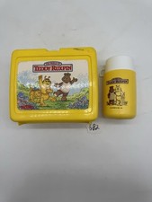 1985 Teddy Ruxpin Plastic Lunch Box with Thermos Thermos Brand Set