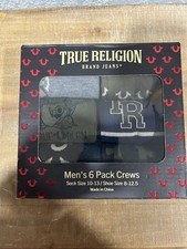 True Religion Men's 6 Pack Crew Socks Sock Size 10-13 / Shoe Size 8-12.5