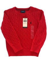 NEW Polo Ralph Lauren Boys Cable Knit Pullover Long Sleeve Sweater Red 5T
